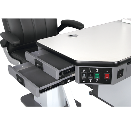 Ophthalmic Chair Unit With Table For One Instrument Arm Adjustable Left & Right  with two small drawers GD7501AB